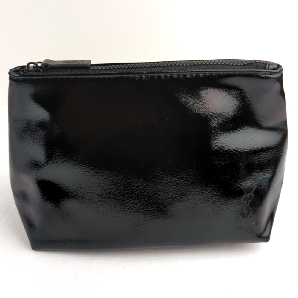 Yves Saint Laurent Makeup/Cosmetics Bag Black Vegan Leather